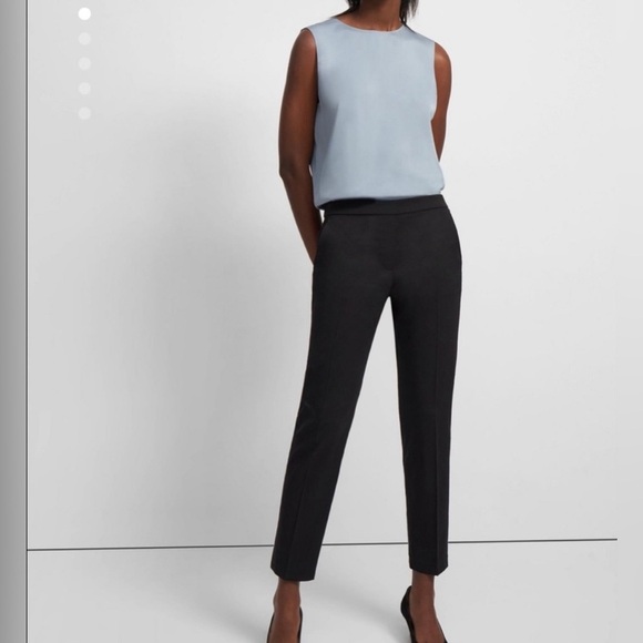 Theory Wool Pull on Trouser Black Sz 8 Black - Picture 1 of 14